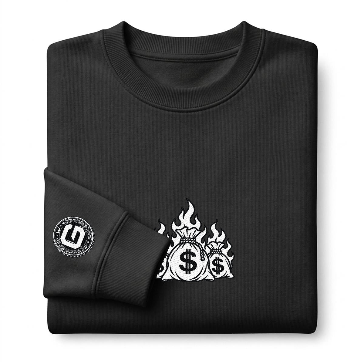 Money to Burn Embroidered Crewneck Sweatshirt – DROP 002 | GURILLA®