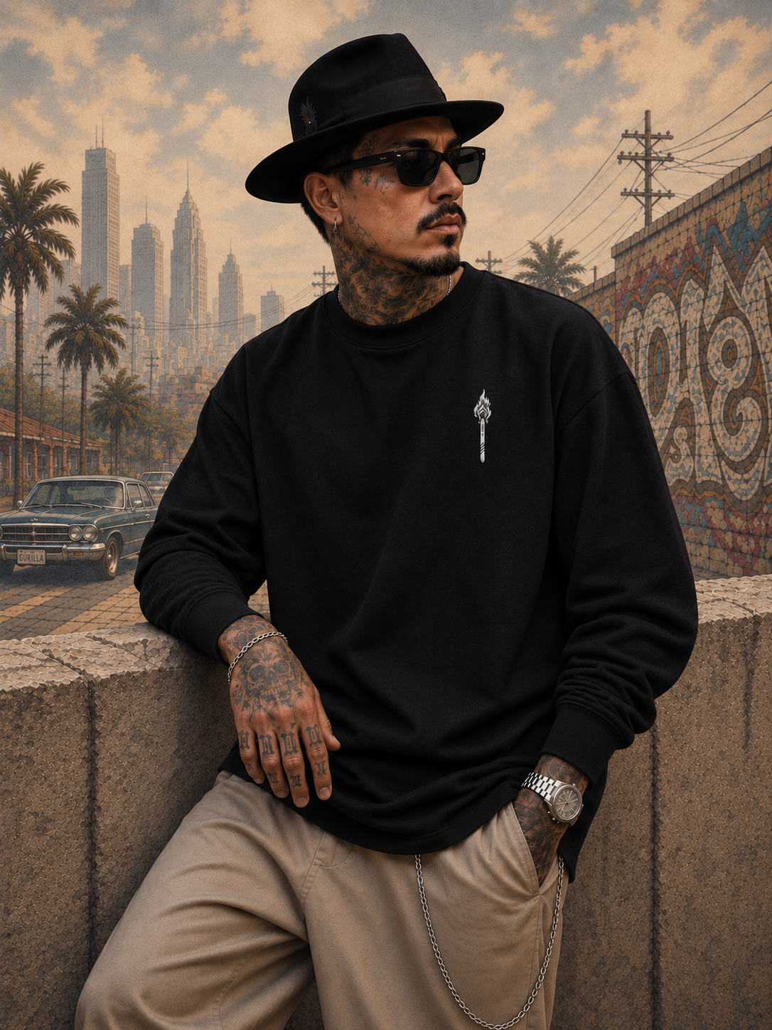Burning Match Embroidered Crewneck Sweatshirt – DROP 002 | GURILLA®