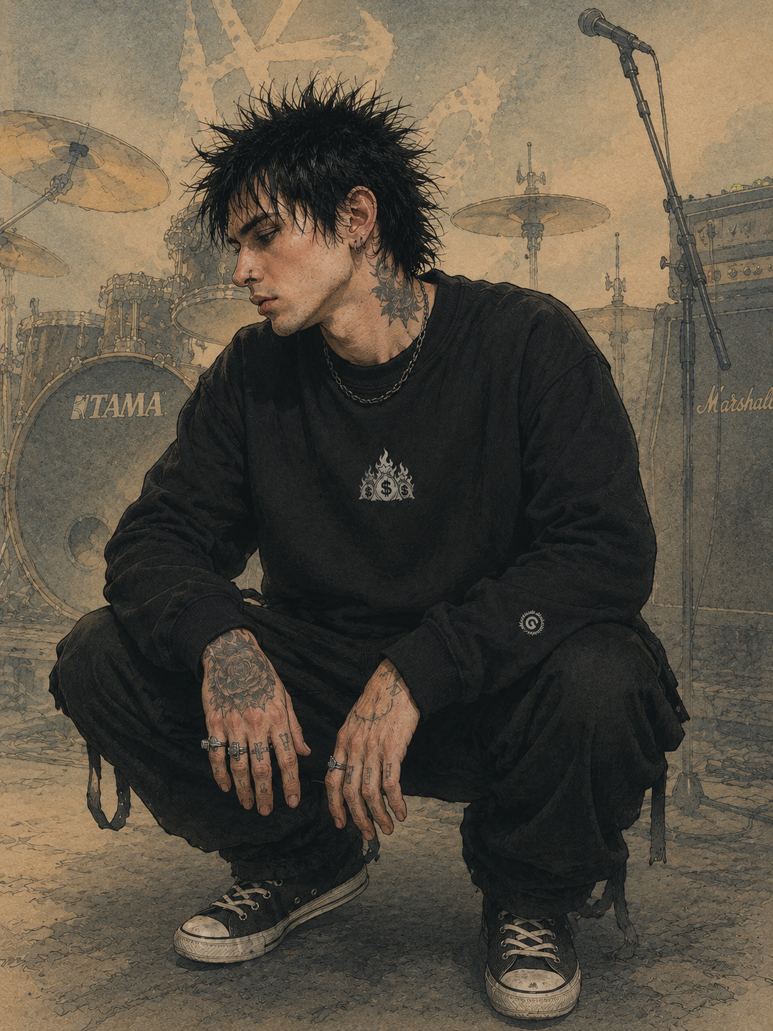 Money to Burn Embroidered Crewneck Sweatshirt – DROP 002 | GURILLA®