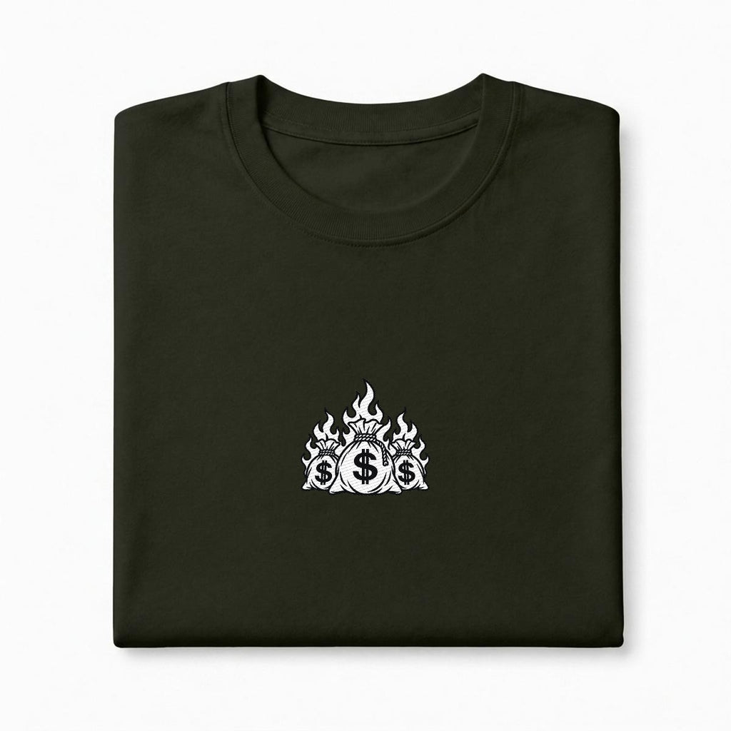 Money to Burn Embroidered T-Shirt – DROP 002 | GURILLA®