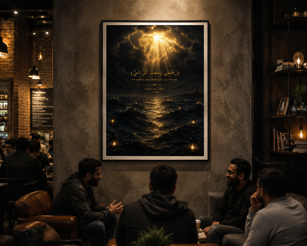 The Mercy | Quran Verse Islamic Canvas Wall Art | Surah Al-A'raf 7:156 | Arabic Calligraphy Decor